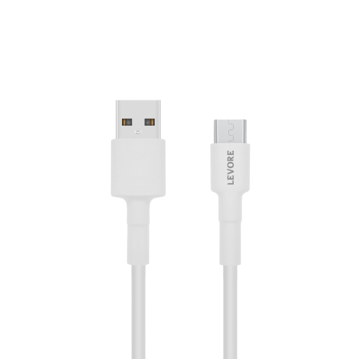 سلك شاحن ليفوري مايكرو USB بطول 1 م بلاستيك - ابيض