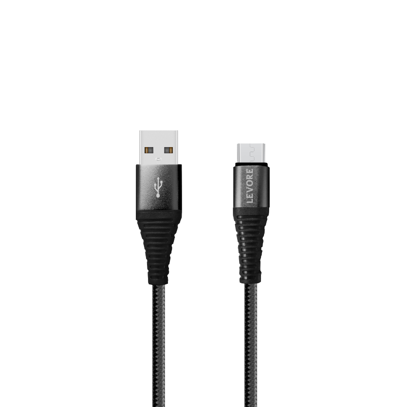 سلك شاحن ليفوري مايكرو USB بطول 1 م نايلون - اسود