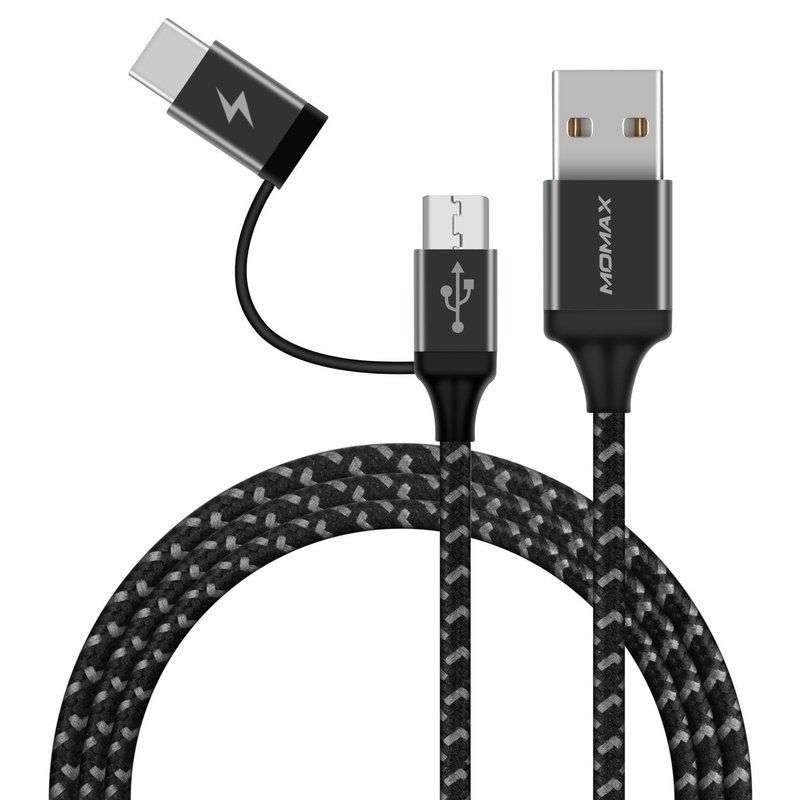 سلك شاحن موماكس زيرو 2 في 1 Type-C و Micro بطول 1...